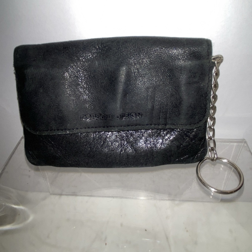Pre-owned Genuine Porsche Premium Leather ID Card Cash Coin Pouch Purse Wallet